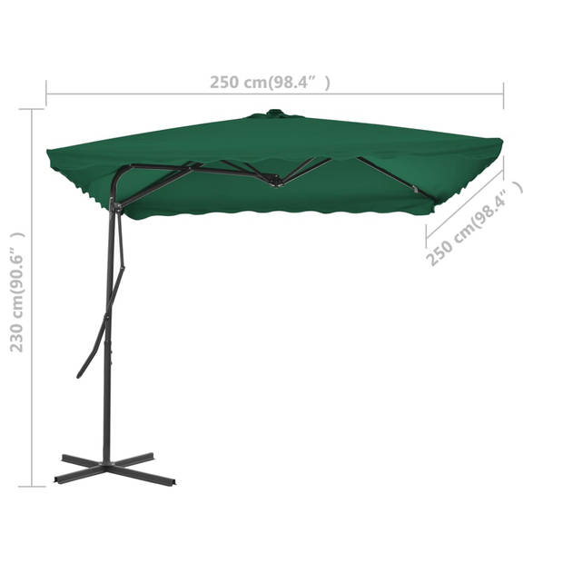 The Living Store Parasol Elegant Groen 250x250x230cm - UV-beschermend en anti-vervagend polyester