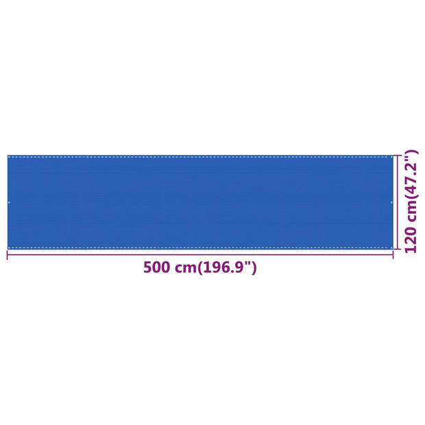 vidaXL Balkonscherm 120x500 cm HDPE blauw