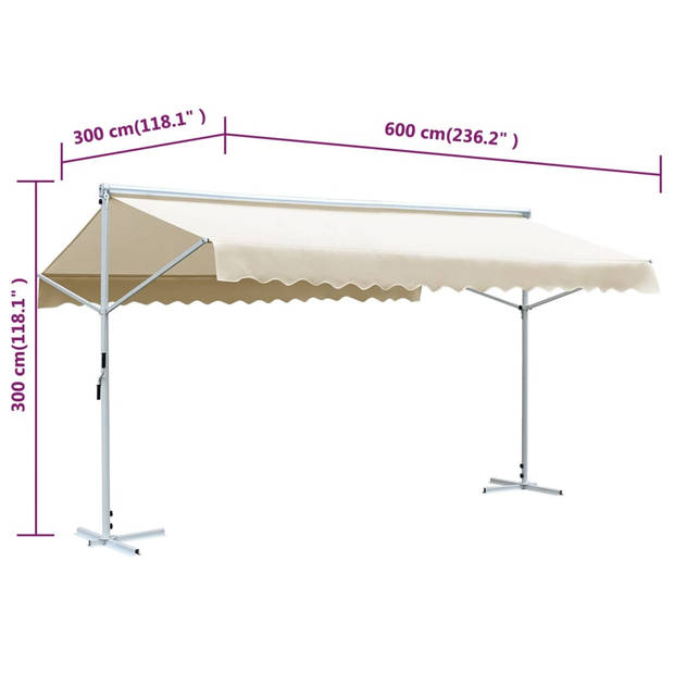 vidaXL Luifel vrijstaand 600x300 cm crème