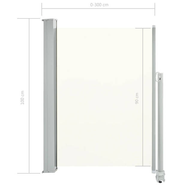 The Living Store Zijscherm - 100 x 0-300 cm - UV-bestendig polyester - Automatische terugrolfunctie