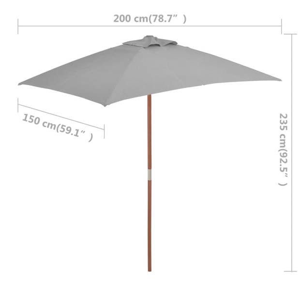 The Living Store Parasol Serene - Tuinparasol - 150 x 200 x 235 cm - Antraciet