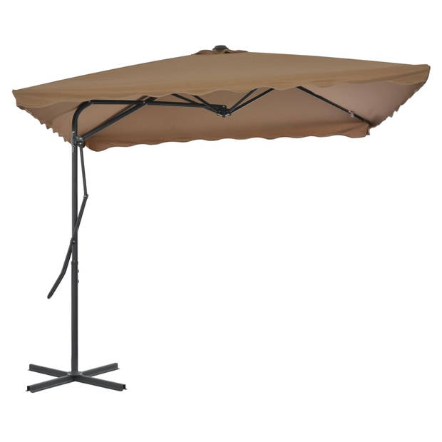 The Living Store Parasol - Elegant - UV-beschermend - 360 graden draaibaar - Taupe - 250x250x230 cm - Stalen paal