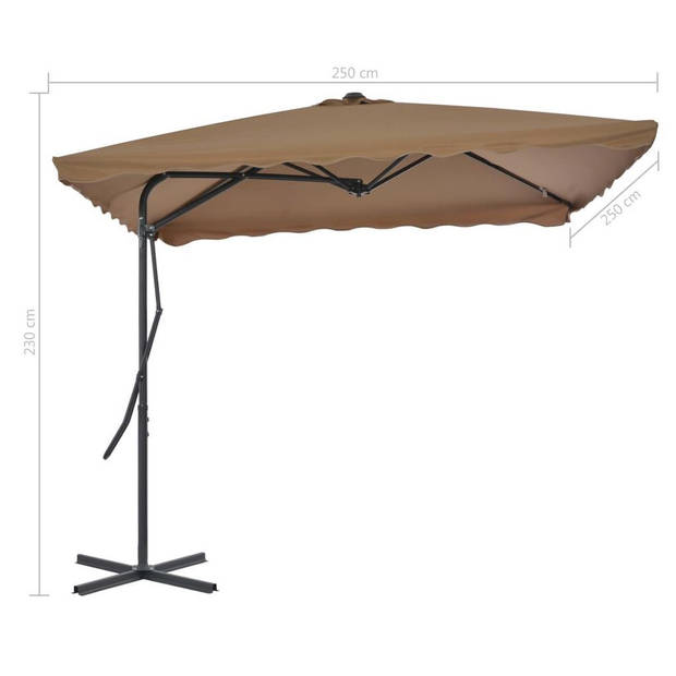 The Living Store Parasol - Elegant - UV-beschermend - 360 graden draaibaar - Taupe - 250x250x230 cm - Stalen paal