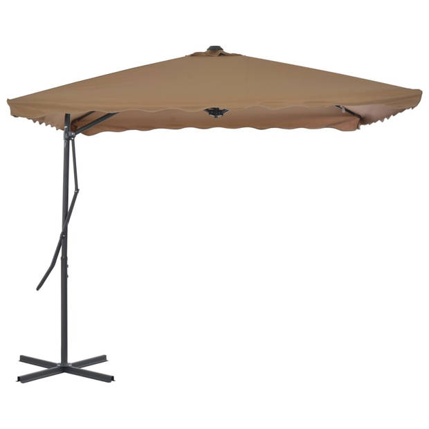 The Living Store Parasol - Elegant - UV-beschermend - 360 graden draaibaar - Taupe - 250x250x230 cm - Stalen paal