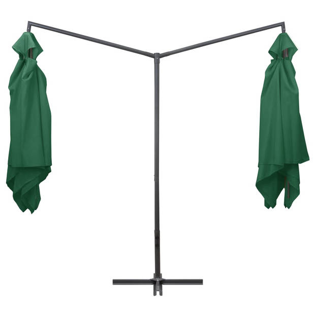 The Living Store Dubbele Parasol - Groen - 485 x 250 x 260 cm - UV-beschermend polyester - Stabiel en duurzaam -