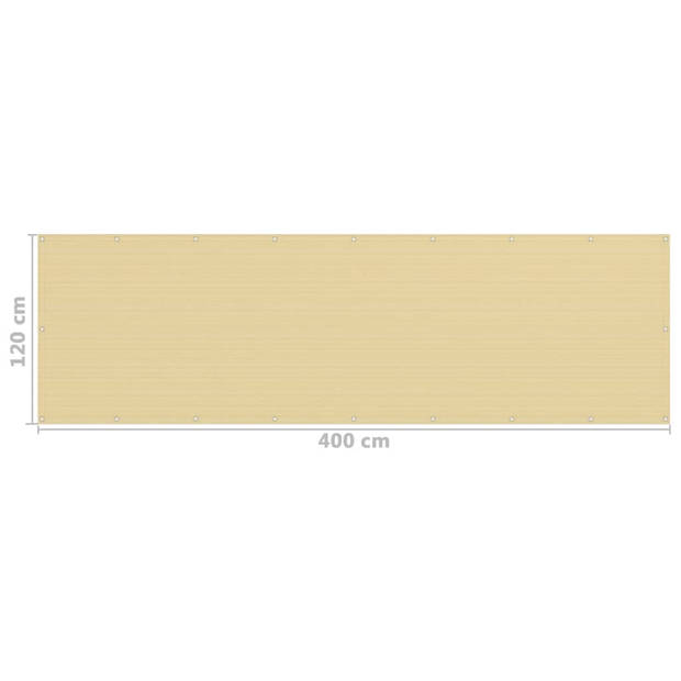 vidaXL Balkonscherm 120x400 cm HDPE beige