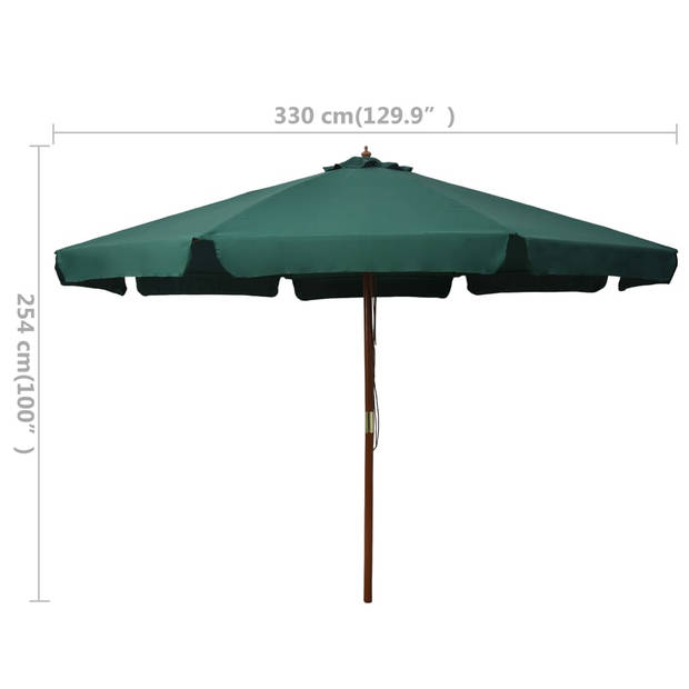 The Living Store Parasol - 330 x 254 cm - Groen - Dubbel katrolsysteem