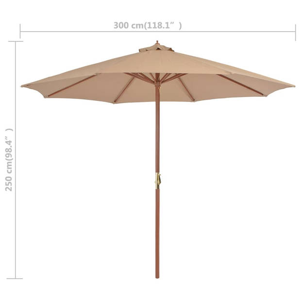 The Living Store Parasol - Houten - 300x250 cm - UV-beschermend - Zwengelsysteem