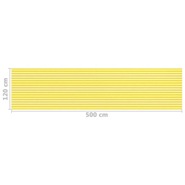 vidaXL Balkonscherm 120x500 cm HDPE geel en wit