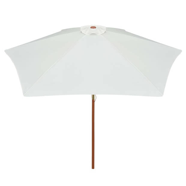 The Living Store Parasol Hout 270x270 cm - Crèmewit - UV-bestendig Polyester