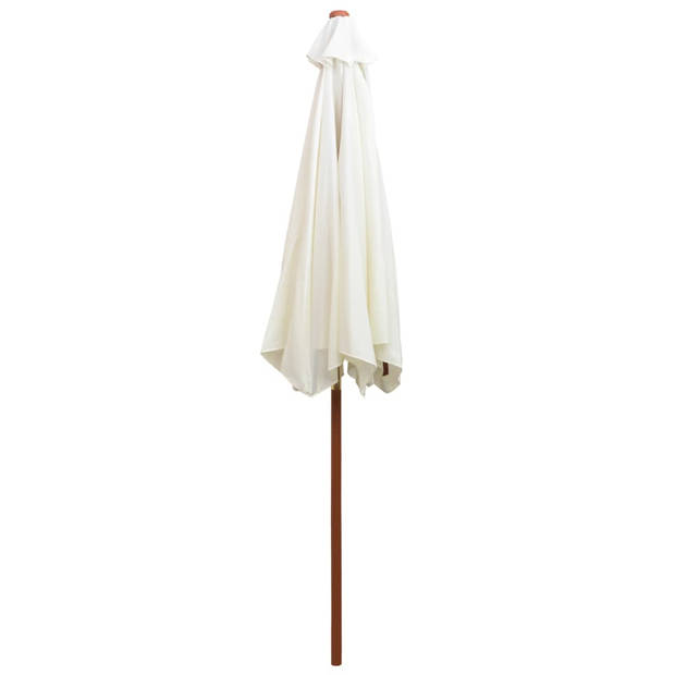 The Living Store Parasol Hout 270x270 cm - Crèmewit - UV-bestendig Polyester