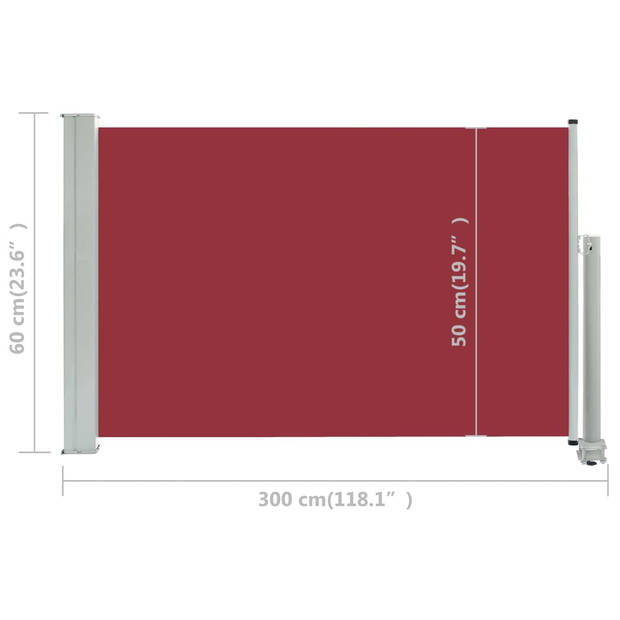 vidaXL Tuinscherm uittrekbaar 60x300 cm rood