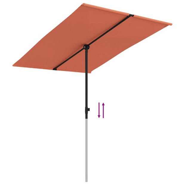 The Living Store Tuinparasol - Terracotta - 200 x 150 x (120 - 215) cm - UV-beschermend - Stabiele paal - Draaibaar -