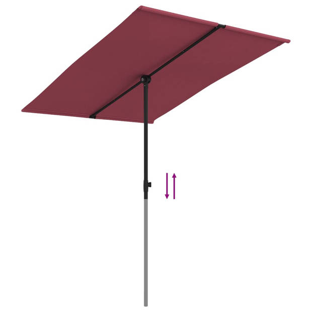 The Living Store Parasol Outdoor - Bordeauxrood - 200 x 150 cm - UV-beschermend polyester - Stalen paal