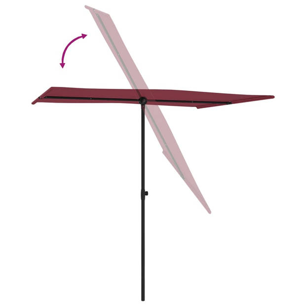 The Living Store Parasol Outdoor - Bordeauxrood - 200 x 150 cm - UV-beschermend polyester - Stalen paal