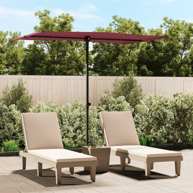 The Living Store Parasol Outdoor - Bordeauxrood - 200 x 150 cm - UV-beschermend polyester - Stalen paal