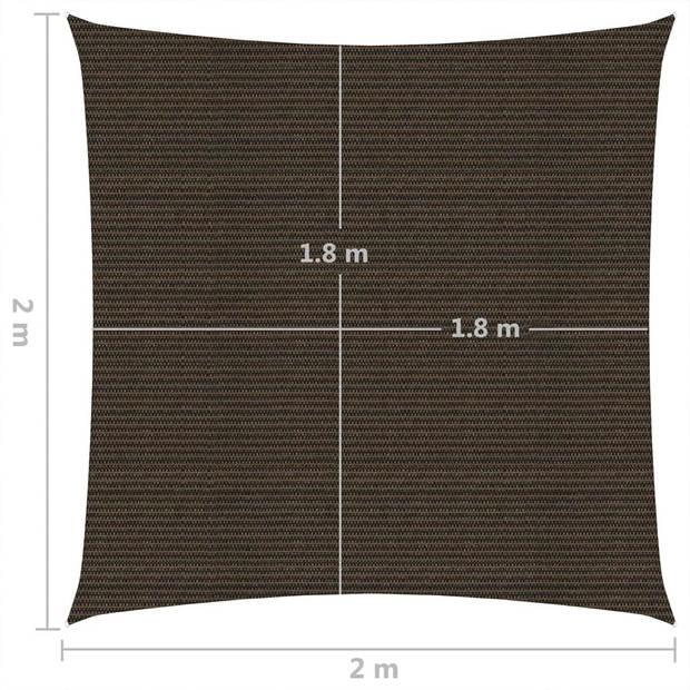 vidaXL Zonnezeil 160 g/m² 2x2 m HDPE bruin