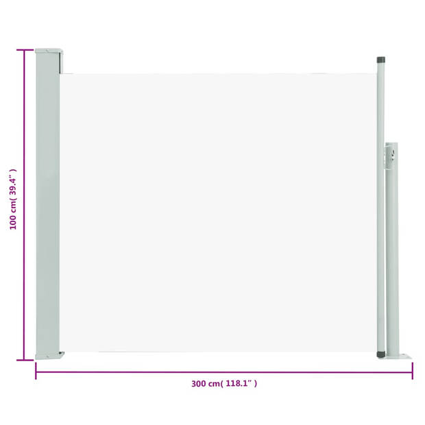 The Living Store Zijscherm - Trendy verticaal windscherm 100 x 0-300 cm- UV-bestendig polyester