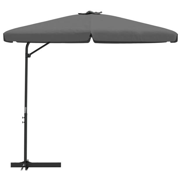 The Living Store Parasol 300x250 - Antraciet - UV-beschermend polyester - Stabiele kruisvoet - Sterke stalen paal - 6