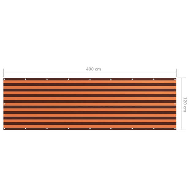 The Living Store Balkonscherm - Waterbestendig - Oxford stof - 120 x 400 cm - Oranje - bruin