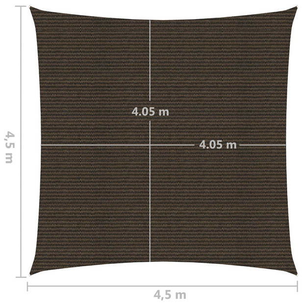 vidaXL Zonnezeil 160 g/m² 4,5x4,5 m HDPE bruin