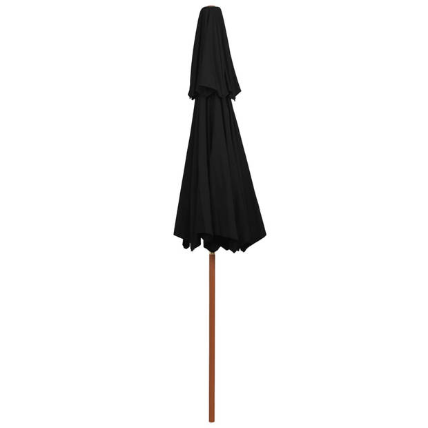 The Living Store Parasol - Houten - Ø270 x 256 cm - UV-beschermend - Zwart