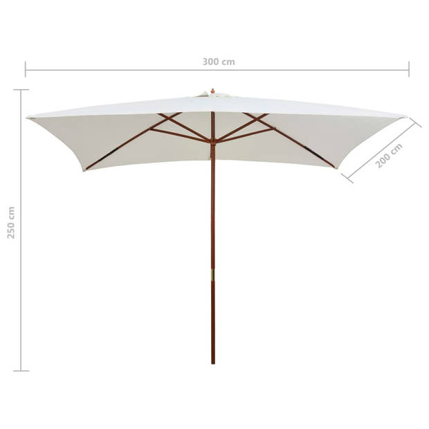 The Living Store Parasol Sunshade - 200 x 300 cm - Cream - Hardwood Frame - UV Resistant Polyester