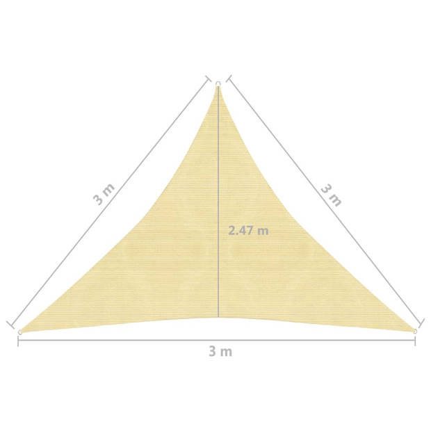 vidaXL Zonnezeil 160 g/m² 3x3x3 m HDPE beige