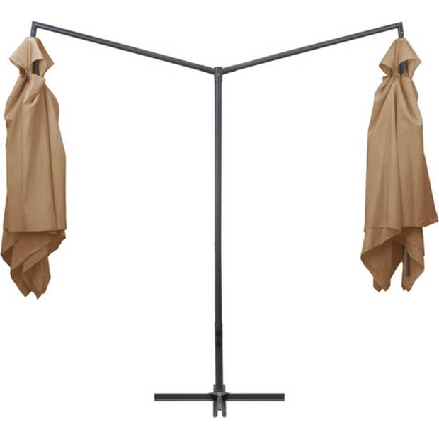 The Living Store Dubbele Parasol - Taupe - 485 x 250 x 260 cm - UV-beschermend en anti-vervagend