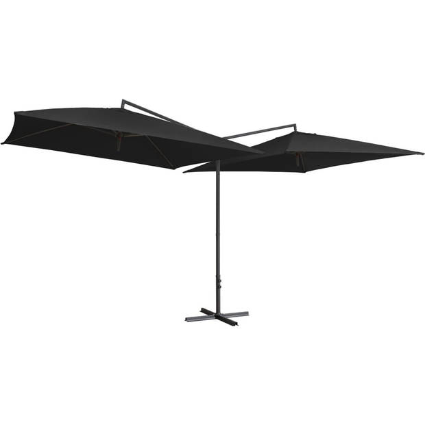 The Living Store Dubbele Parasol - Taupe - 485 x 250 x 260 cm - UV-beschermend en anti-vervagend