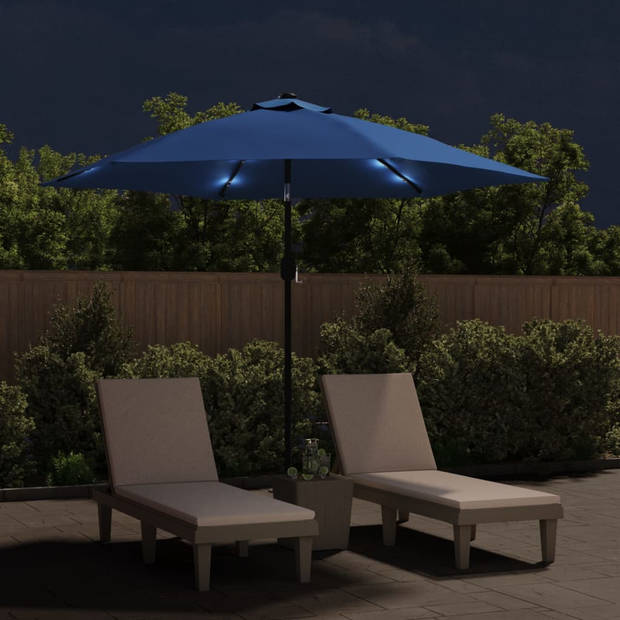 The Living Store Parasol Blauw 300 x 248 cm - LED-verlichting en UV-bescherming