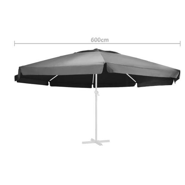 The Living Store Parasoldoek - Vervangend Doek - 600 cm - Antraciet