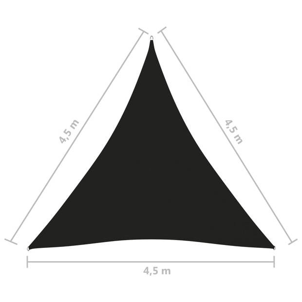 The Living Store Zonnezeil - Driehoekig - 4.5 x 4.5 x 4.5 m - Zwart - PU-gecoat oxford stof