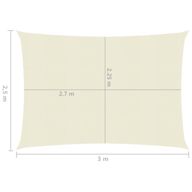 vidaXL Zonnezeil 160 g/m² 2,5x3 m HDPE crèmekleurig