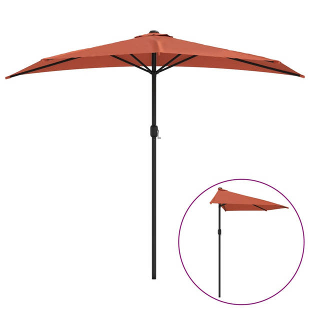 The Living Store Parasol - Halfrond - Terracotta - 270 x 144 x 222 cm - UV-beschermend polyester