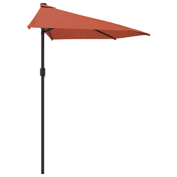 The Living Store Parasol - Halfrond - Terracotta - 270 x 144 x 222 cm - UV-beschermend polyester