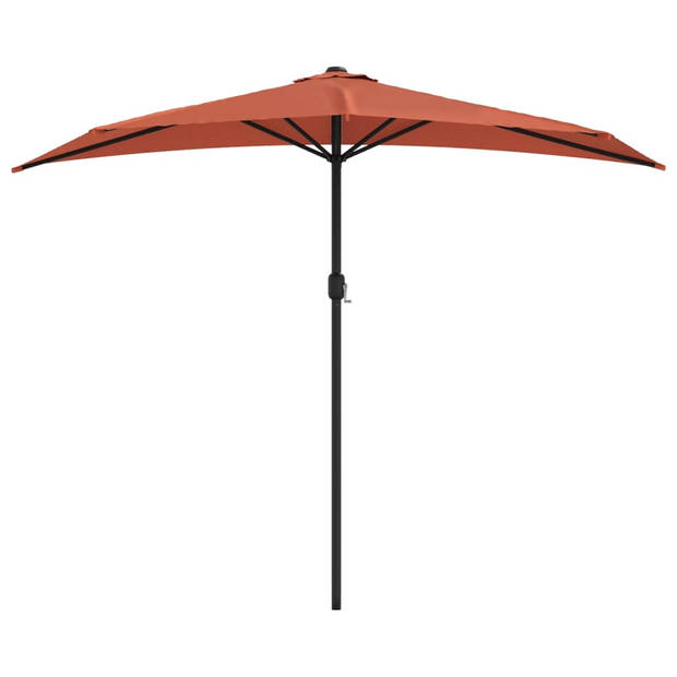 The Living Store Parasol - Halfrond - Terracotta - 270 x 144 x 222 cm - UV-beschermend polyester