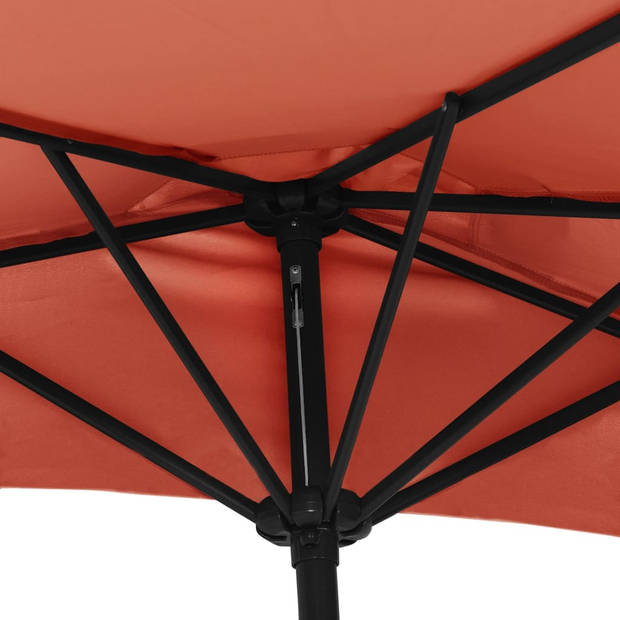 The Living Store Parasol - Halfrond - Terracotta - 270 x 144 x 222 cm - UV-beschermend polyester