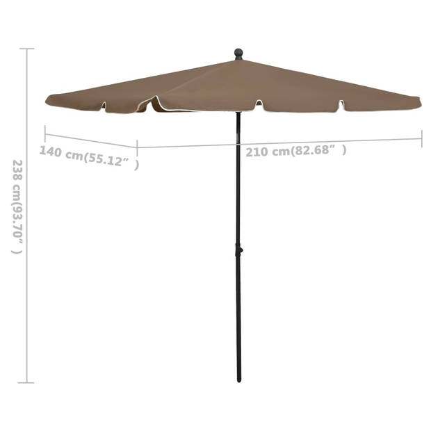 The Living Store Parasol - UV-beschermend polyester - Staal - 210x140x238cm - Taupe