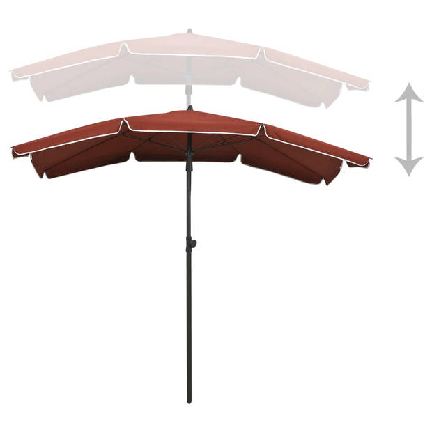 The Living Store Parasol Terracotta 200x130x234 cm - UV-beschermend polyester - stalen paal - Zwengelsysteem -