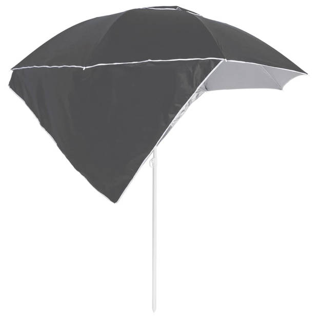 The Living Store Strandparasol - Antraciet - 190 x 202/218 cm - UV-bescherming - Waterbestendig - Met Luchtventilatie -