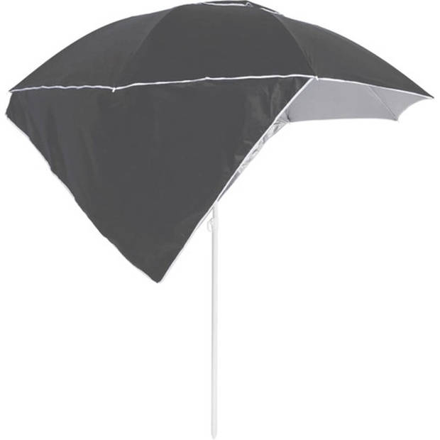 The Living Store Strandparasol - Antraciet - 190 x 202/218 cm - UV-bescherming - Waterbestendig - Met Luchtventilatie -