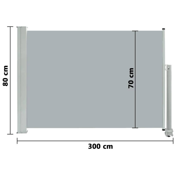 The Living Store Zijscherm - Grijs - 80x0-300cm - Uv- en Waterbestendig