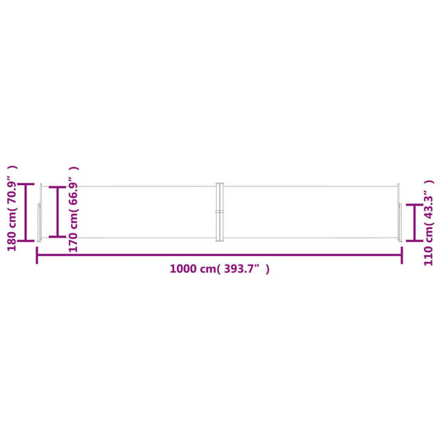 vidaXL Windscherm uittrekbaar 180x1000 cm rood