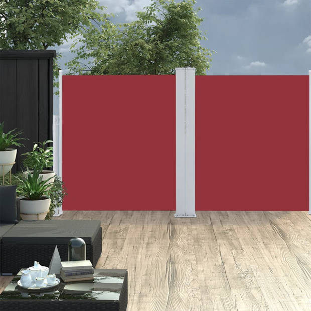 The Living Store zijluifel - Grote - Rood - 160 x (0-600) cm - Uv-bestendig polyester - Automatische terugrol -