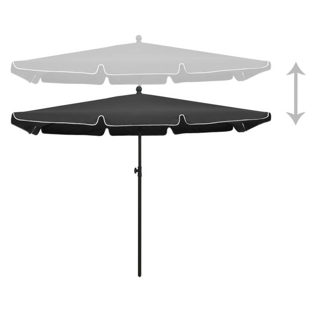 The Living Store Tuinparasol - Antraciet - 210x140x238cm - UV-beschermend polyester - Stalen paal - Kantelfunctie