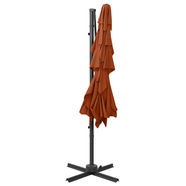 The Living Store Parasol 4-laags Terracotta 250x250x246 cm - UV-beschermend polyester - Gepoedercoat aluminium