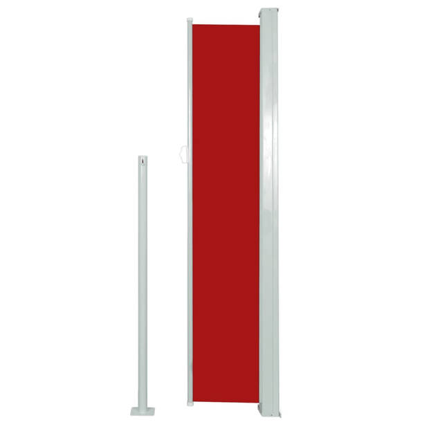 The Living Store Zijscherm Rood - 160 x (0-300) cm - UV-bestendig - Automatische terugrolfunctie - Montage vereist