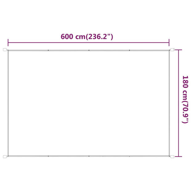 vidaXL Luifel verticaal 180x600 cm oxford stof wit