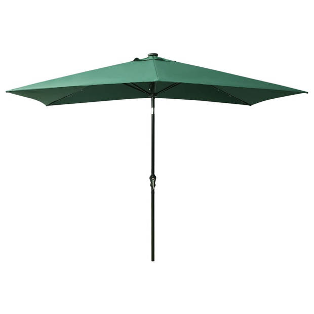 The Living Store Parasol Tuin - Groen - UV-Beschermend Polyester - Gepoedercoat Staal - 200x300x247cm - Met LEDs